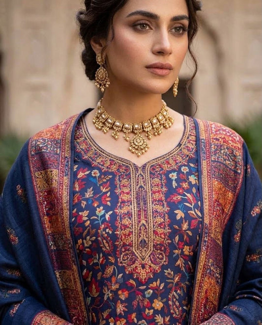 Deep Midnight Blue Pure Kani Silk