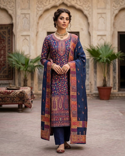 Deep Midnight Blue Pure Kani Silk