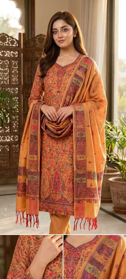 Mustered yellow Kani Silk