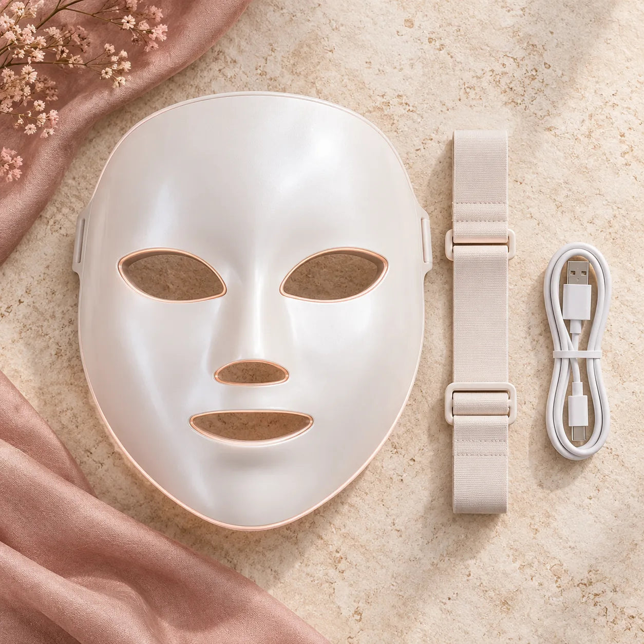 Lumina mask with strap and charging cable